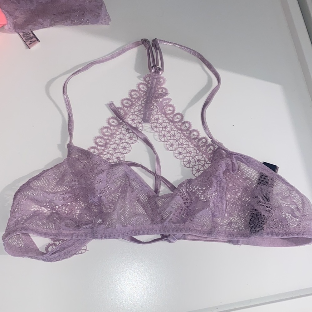 Victoria’s Secret purple lace bralette and panty